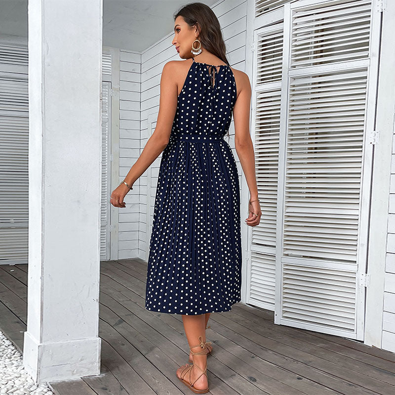 Ella | Damen elegantes Pünktchen-Midikleid