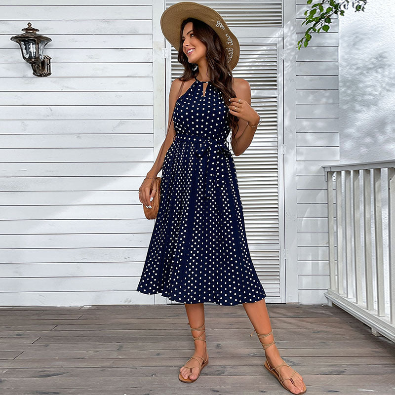 Ella | Damen elegantes Pünktchen-Midikleid