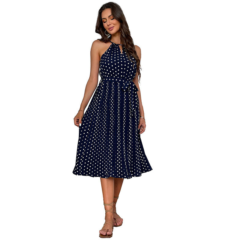 Ella | Damen elegantes Pünktchen-Midikleid