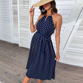 Ella | Damen elegantes Pünktchen-Midikleid