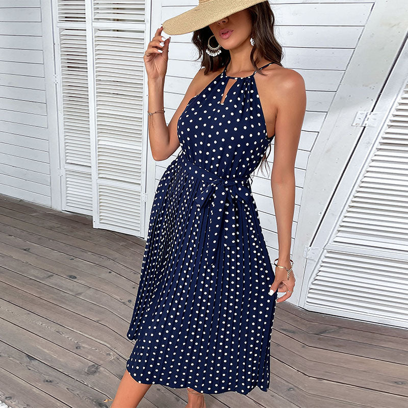 Ella | Damen elegantes Pünktchen-Midikleid