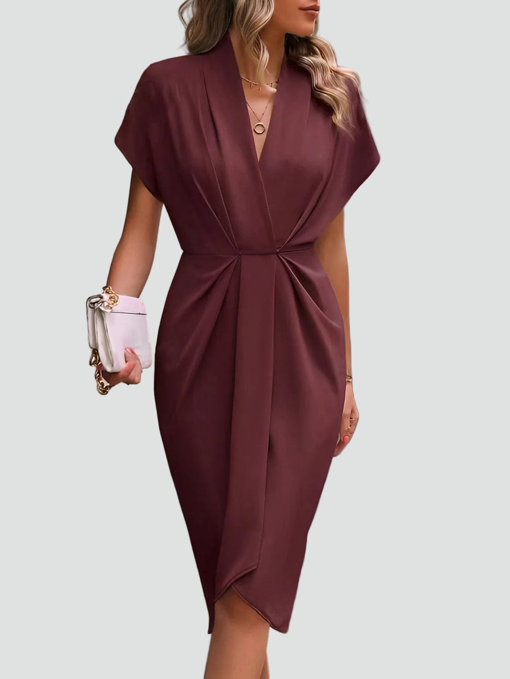 Ida | Damen Elegantes Sommer-Wickelkleid Midi