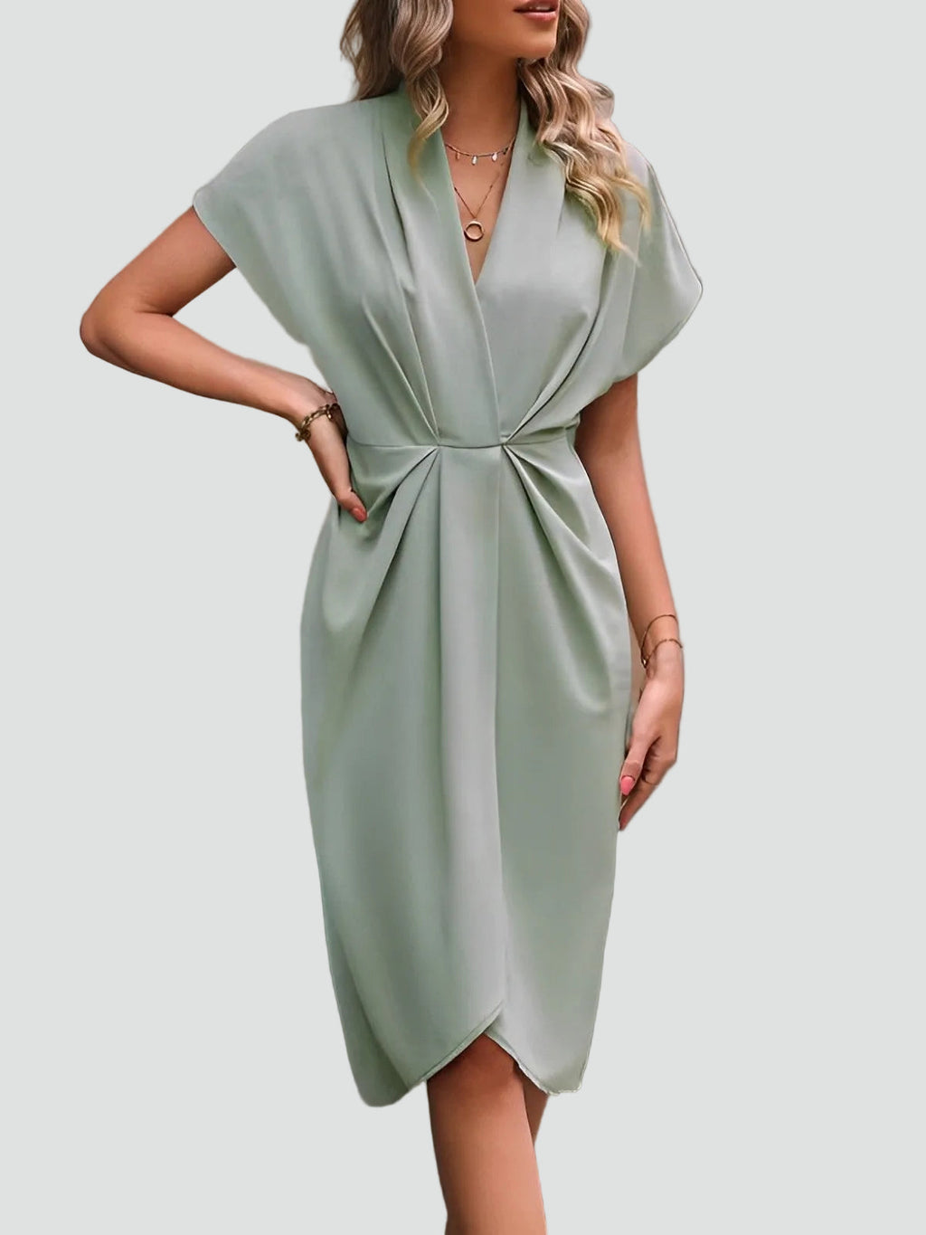 Ida | Damen Elegantes Sommer-Wickelkleid Midi