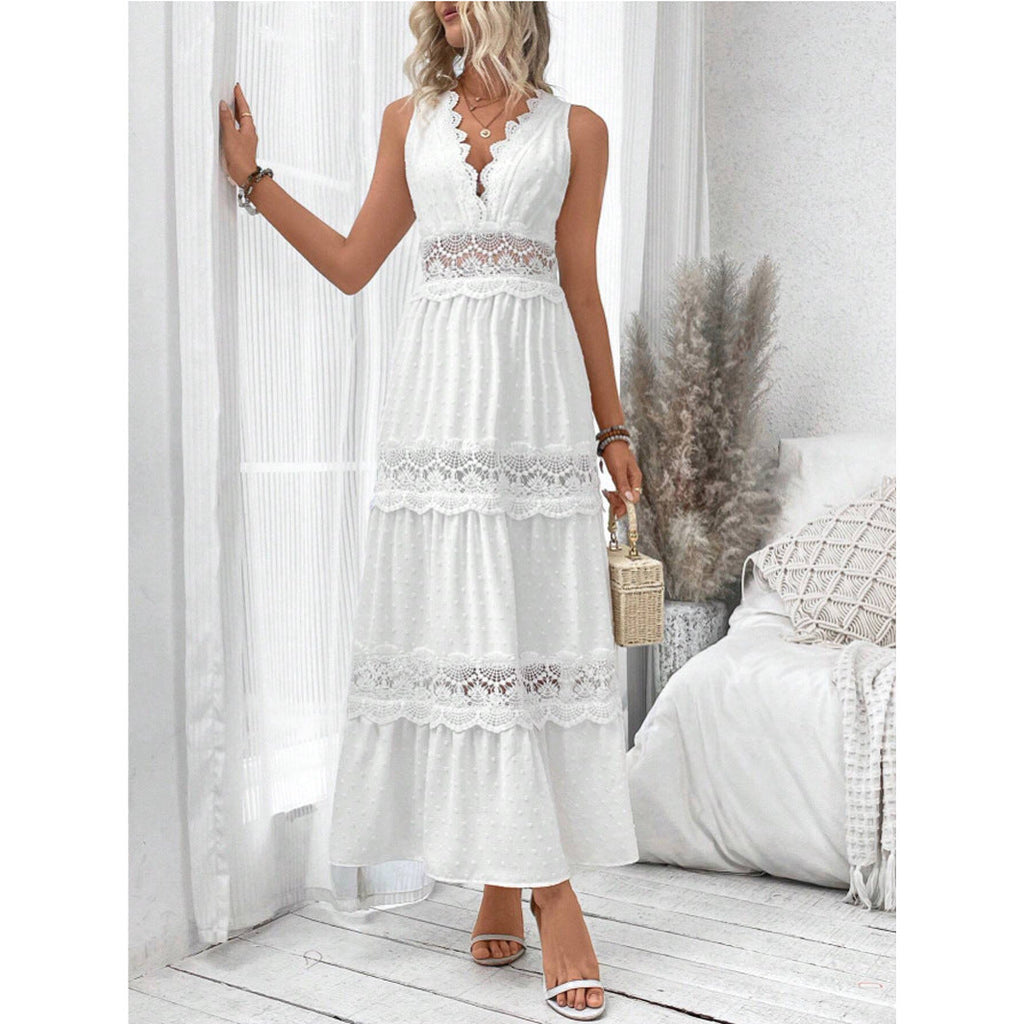 Carla | Damen Elegantes Spitzen-Midikleid