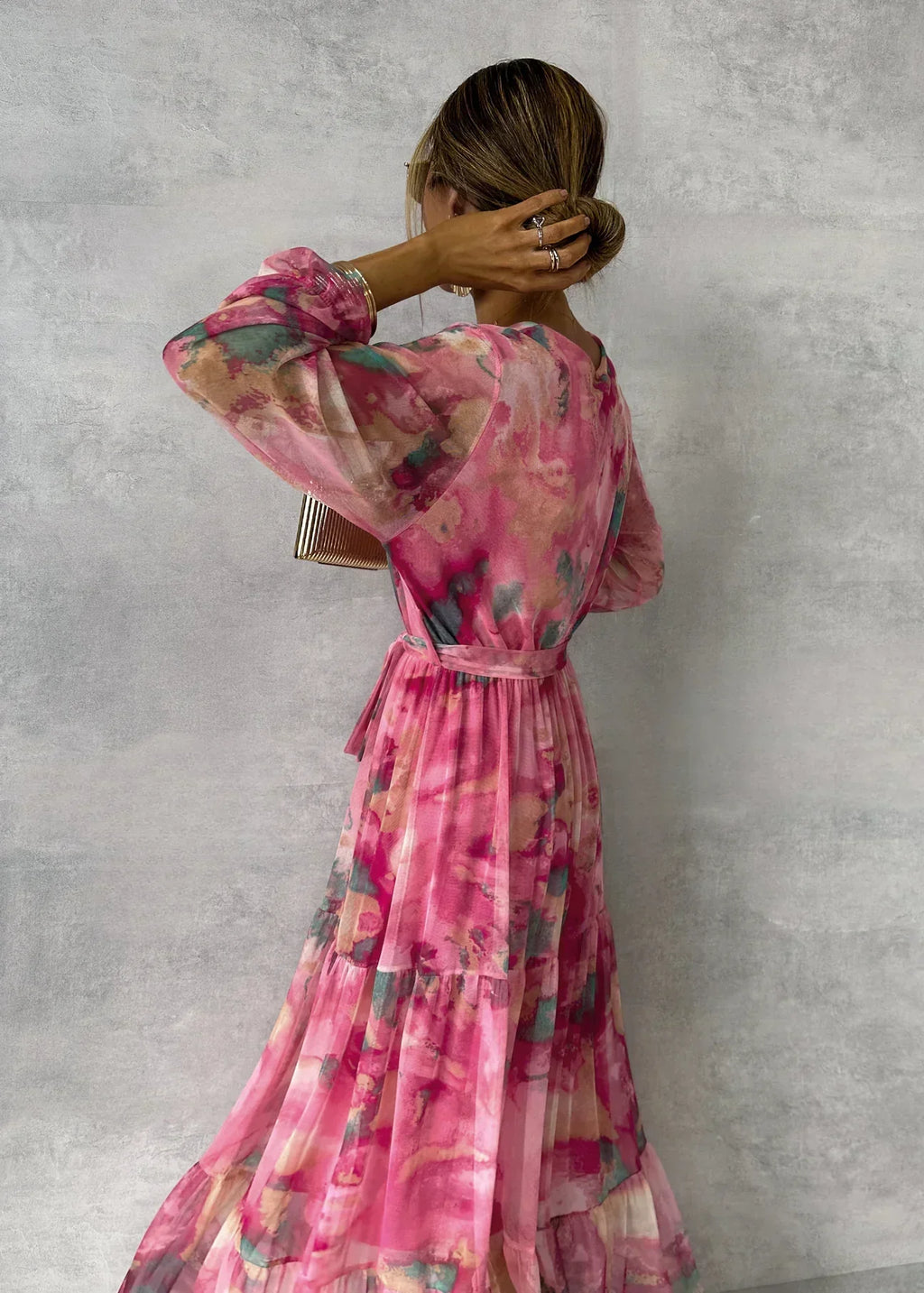 Lena | Damen Festliches Maxikleid mit Blumenmuster