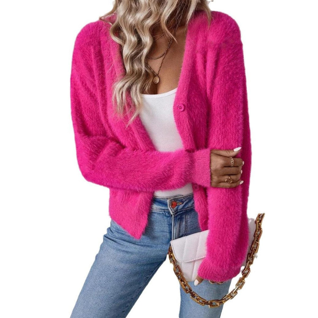 Amelie | Damen Flauschige Strickjacke für Übergangstage