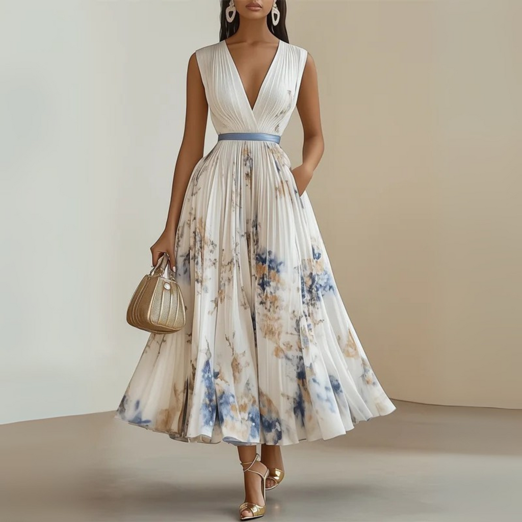 Fiona | Damen Fließendes Ärmelloses Sommer Maxikleid