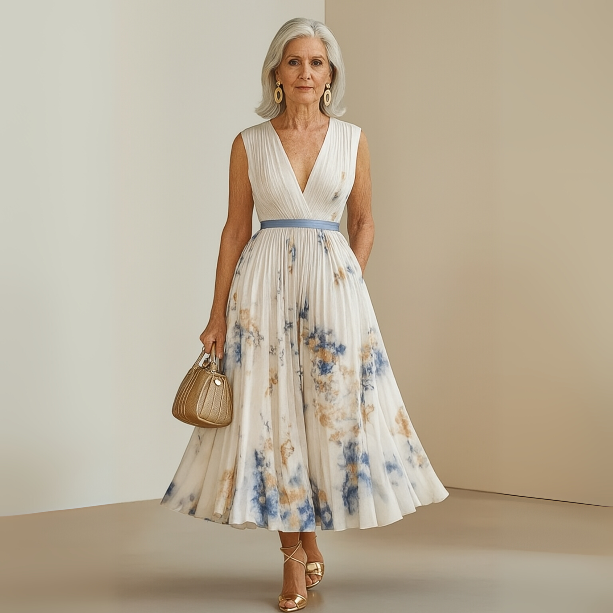 Fiona | Damen Fließendes Ärmelloses Sommer Maxikleid