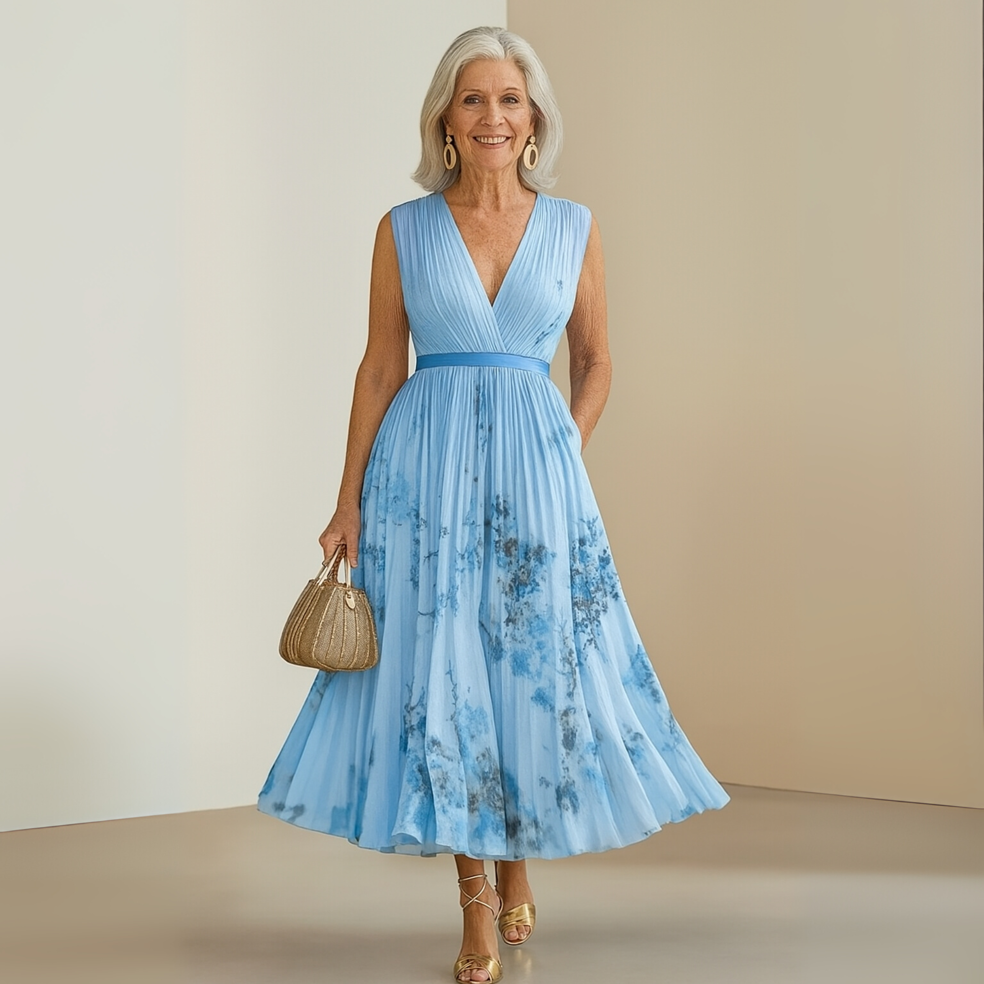 Fiona | Damen Fließendes Ärmelloses Sommer Maxikleid