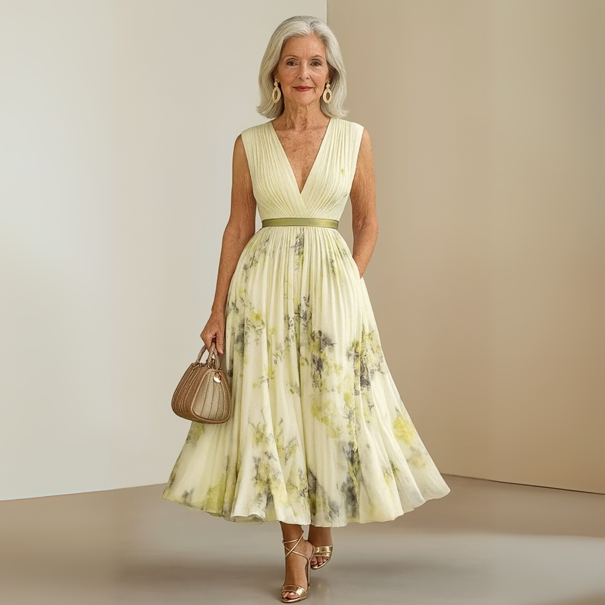 Fiona | Damen Fließendes Ärmelloses Sommer Maxikleid