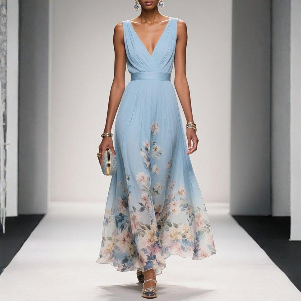 Nele | Damen Florales Maxi Kleid Für
