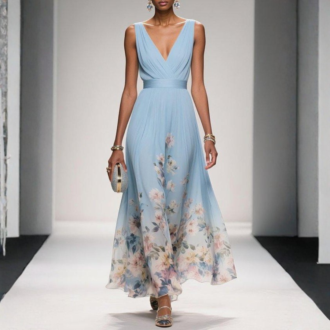 Nele | Damen Florales Maxi Kleid Für