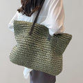 Amelie | Damen Geräumige Raffia Schultertasche im Boho-Stil