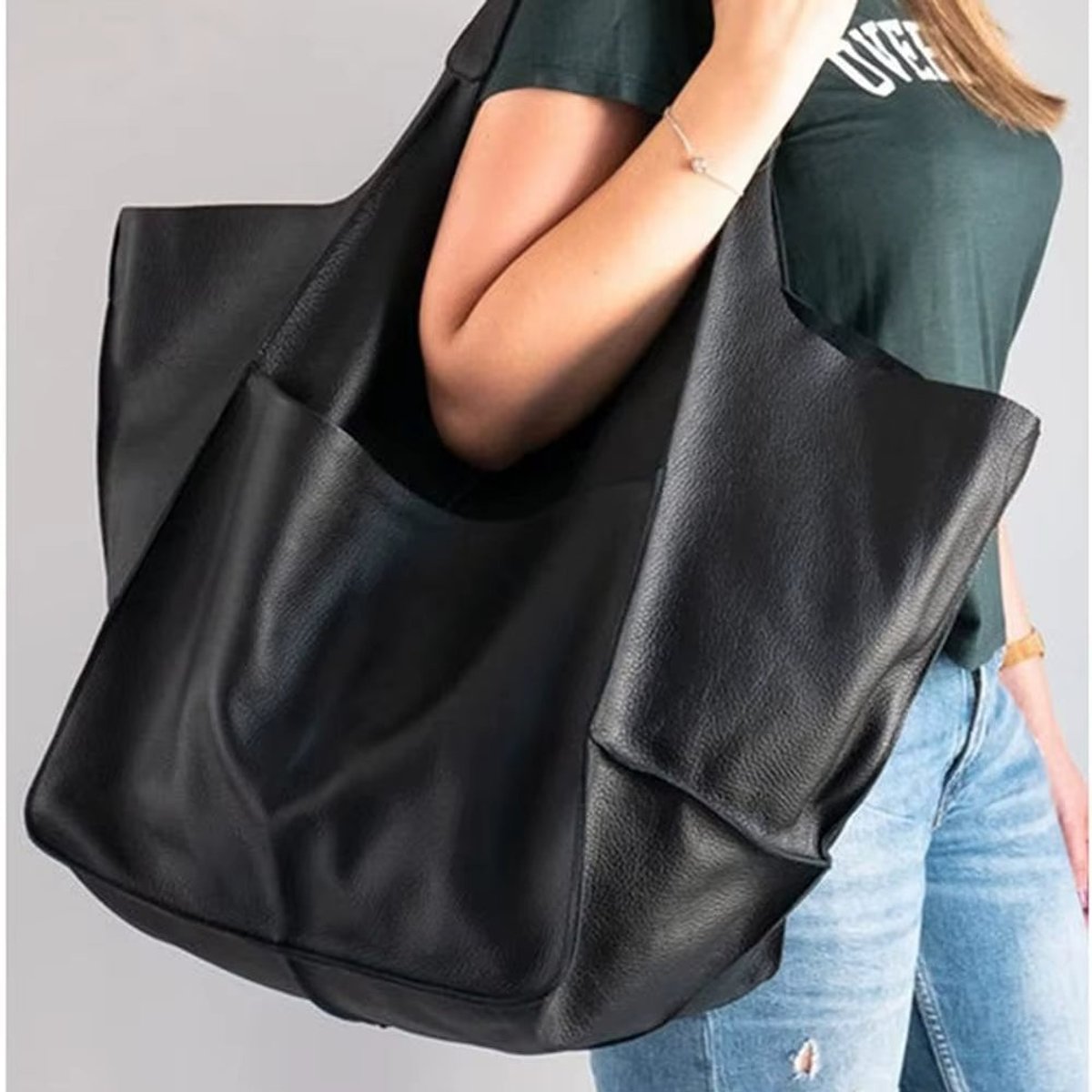 Isabella | Damen Geräumige Vegane Ledertasche mit Magnetverschluss