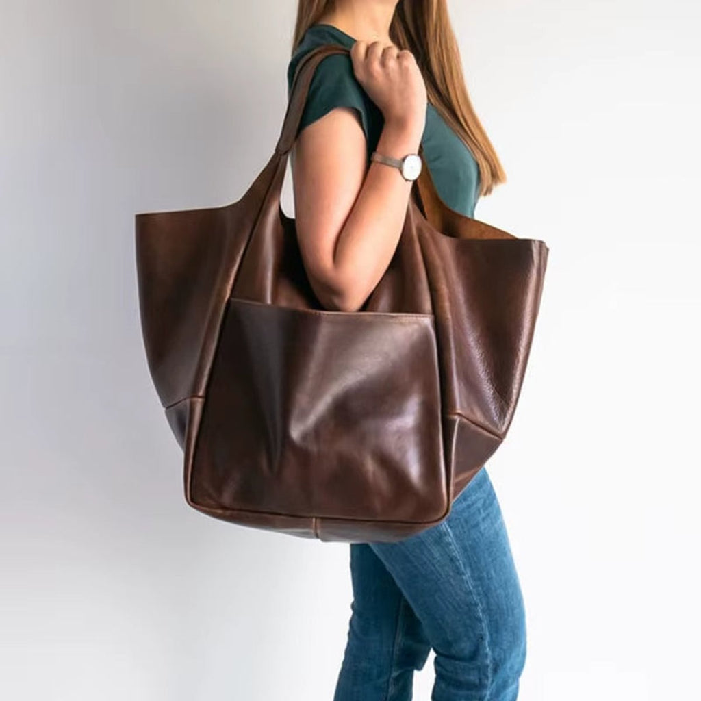 Isabella | Damen Geräumige Vegane Ledertasche mit Magnetverschluss