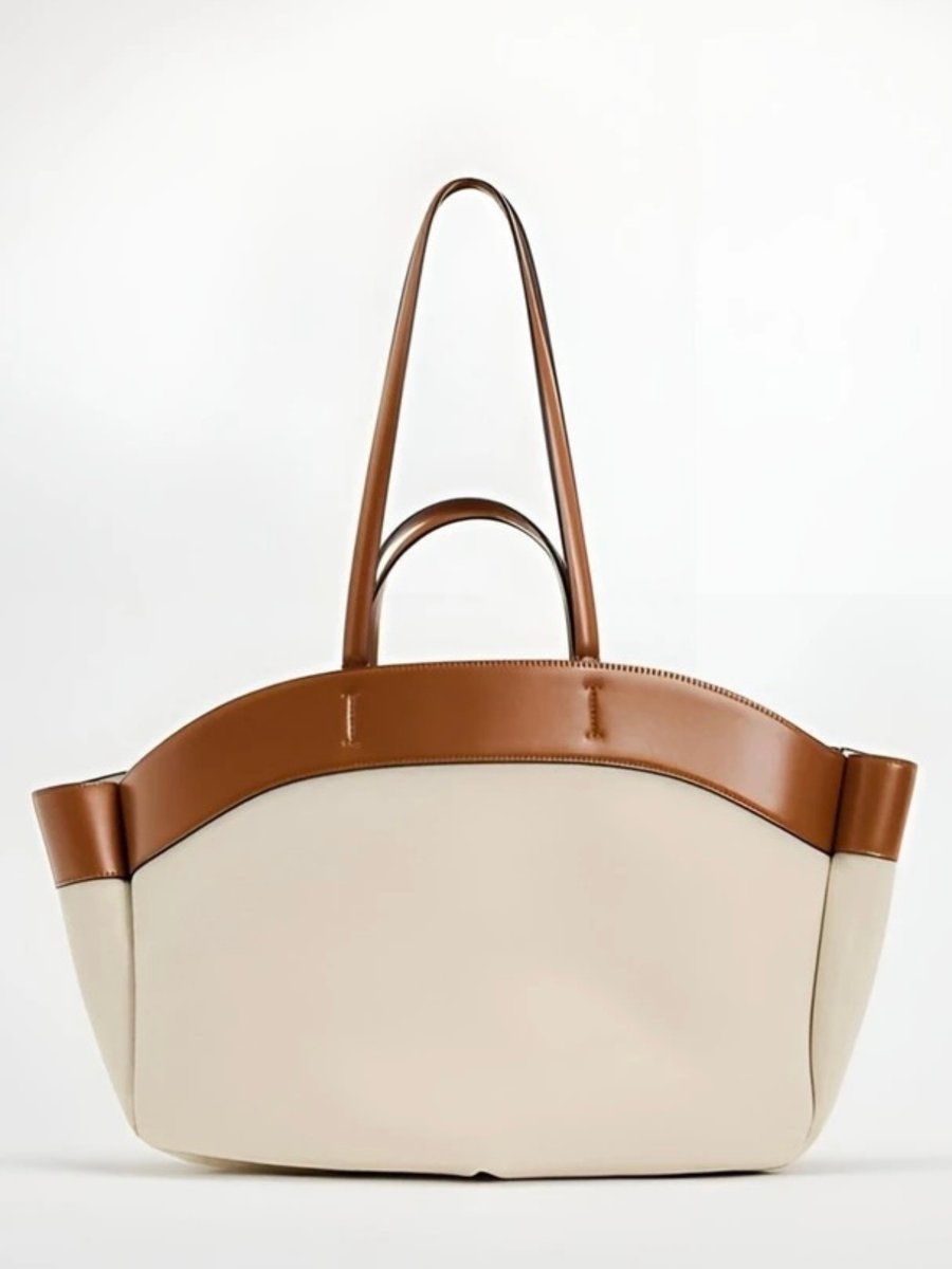Fiona | Damen Grosse Canvas Schultertasche mit Lederdetails