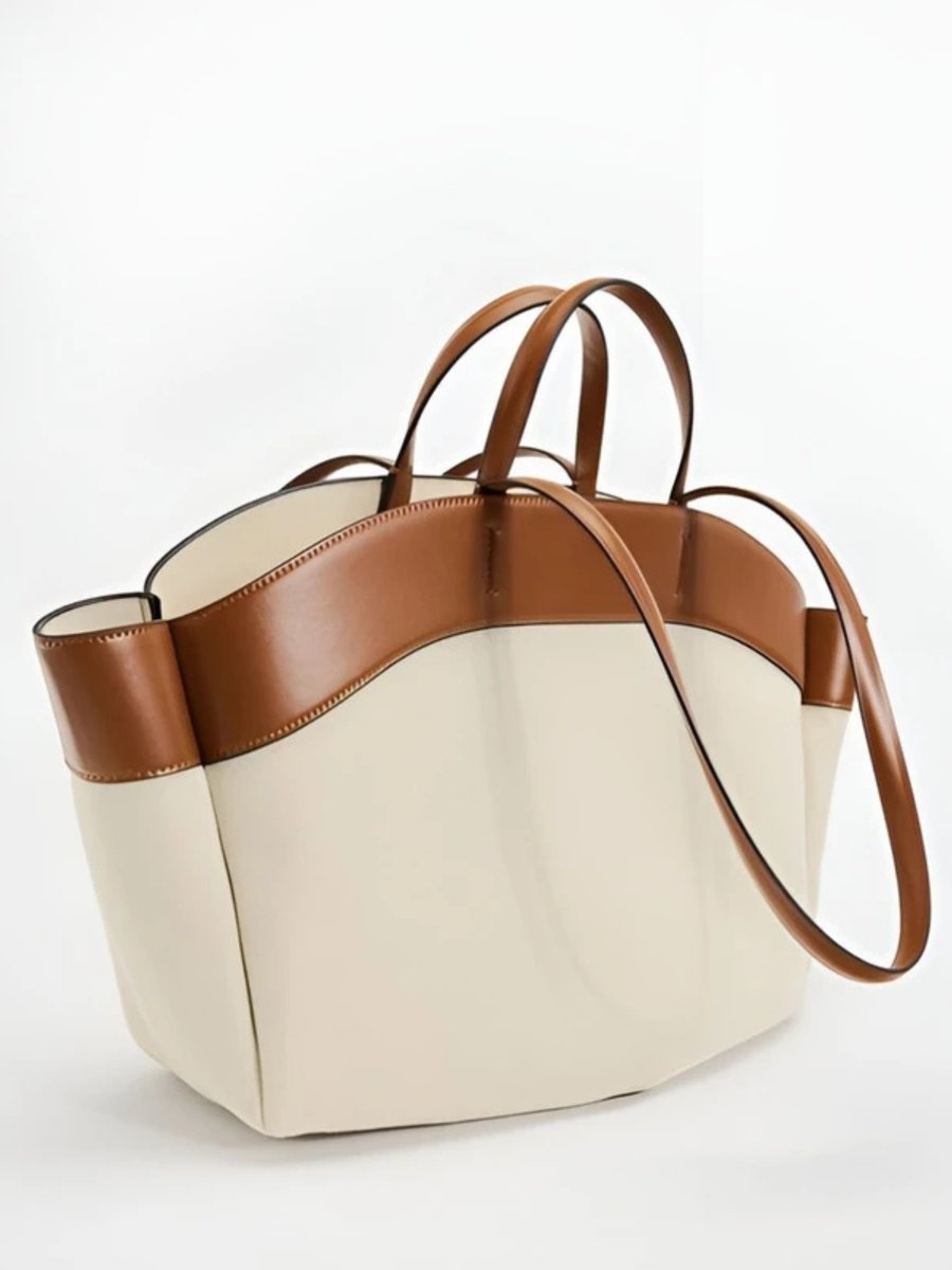 Fiona | Damen Grosse Canvas Schultertasche mit Lederdetails