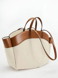 Fiona | Damen Grosse Canvas Schultertasche mit Lederdetails