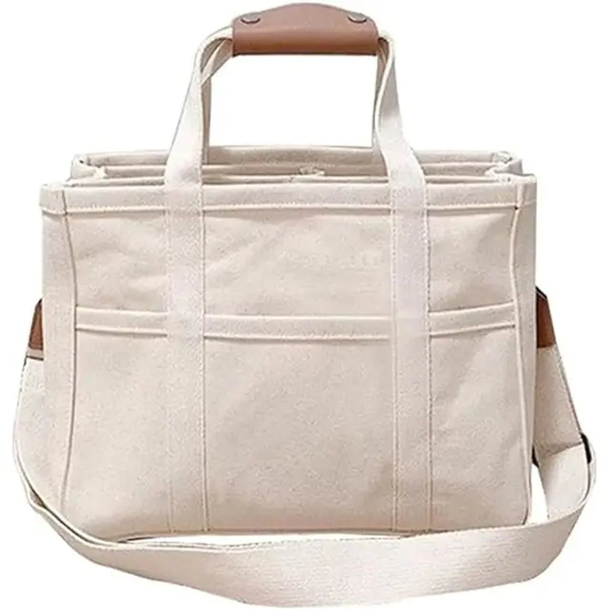 Frieda | Damen Großformatige Canvas Tasche mit Lederbesatz