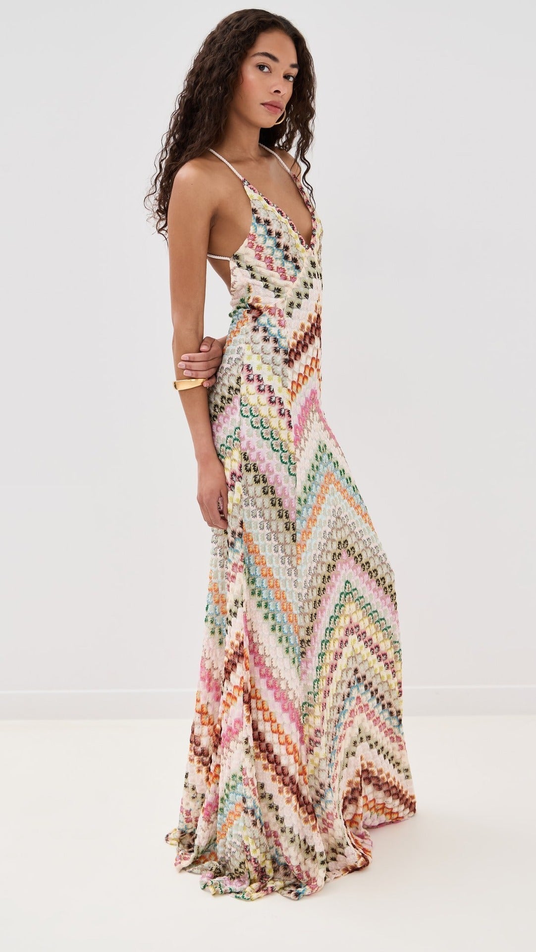 Ida | Damen Häkelkleid Maxi im Boho-Stil mit tiefem V-Ausschnitt für Hochzeitsgäste