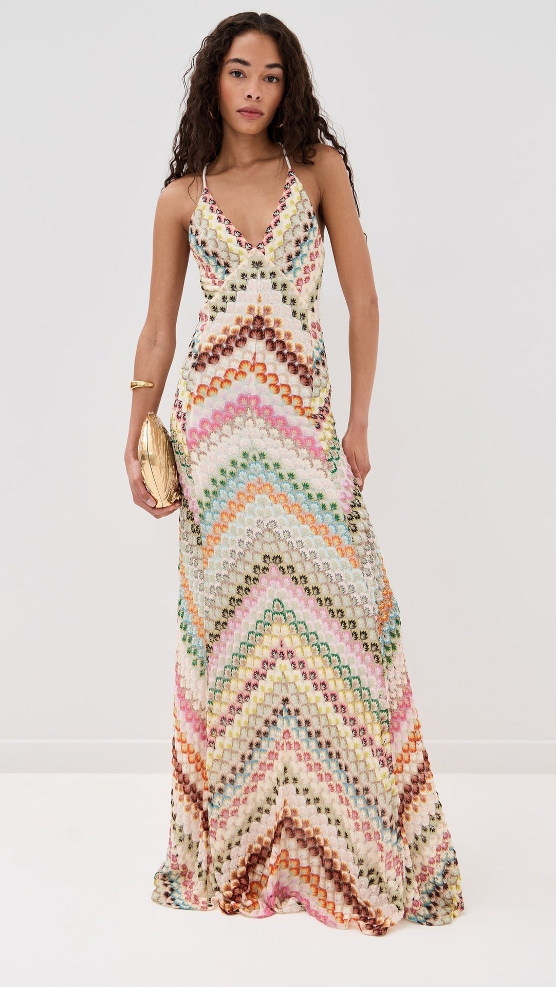 Ida | Damen Häkelkleid Maxi im Boho-Stil mit tiefem V-Ausschnitt für Hochzeitsgäste
