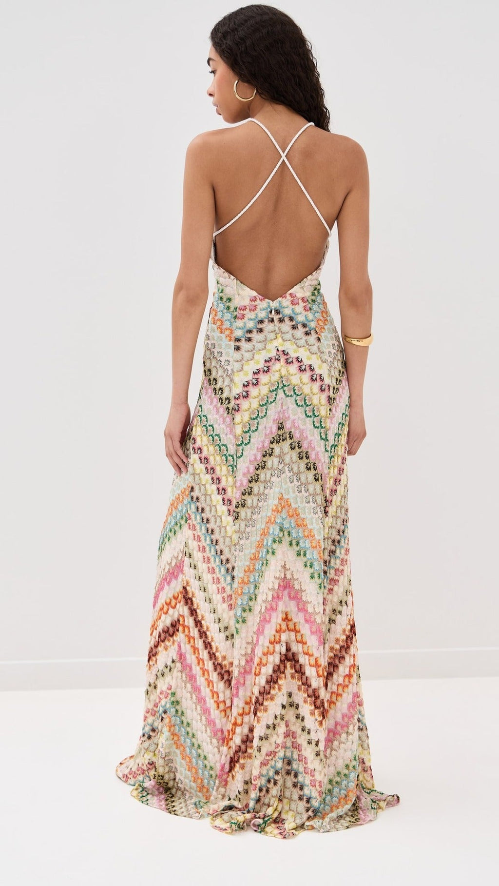 Ida | Damen Häkelkleid Maxi im Boho-Stil mit tiefem V-Ausschnitt für Hochzeitsgäste