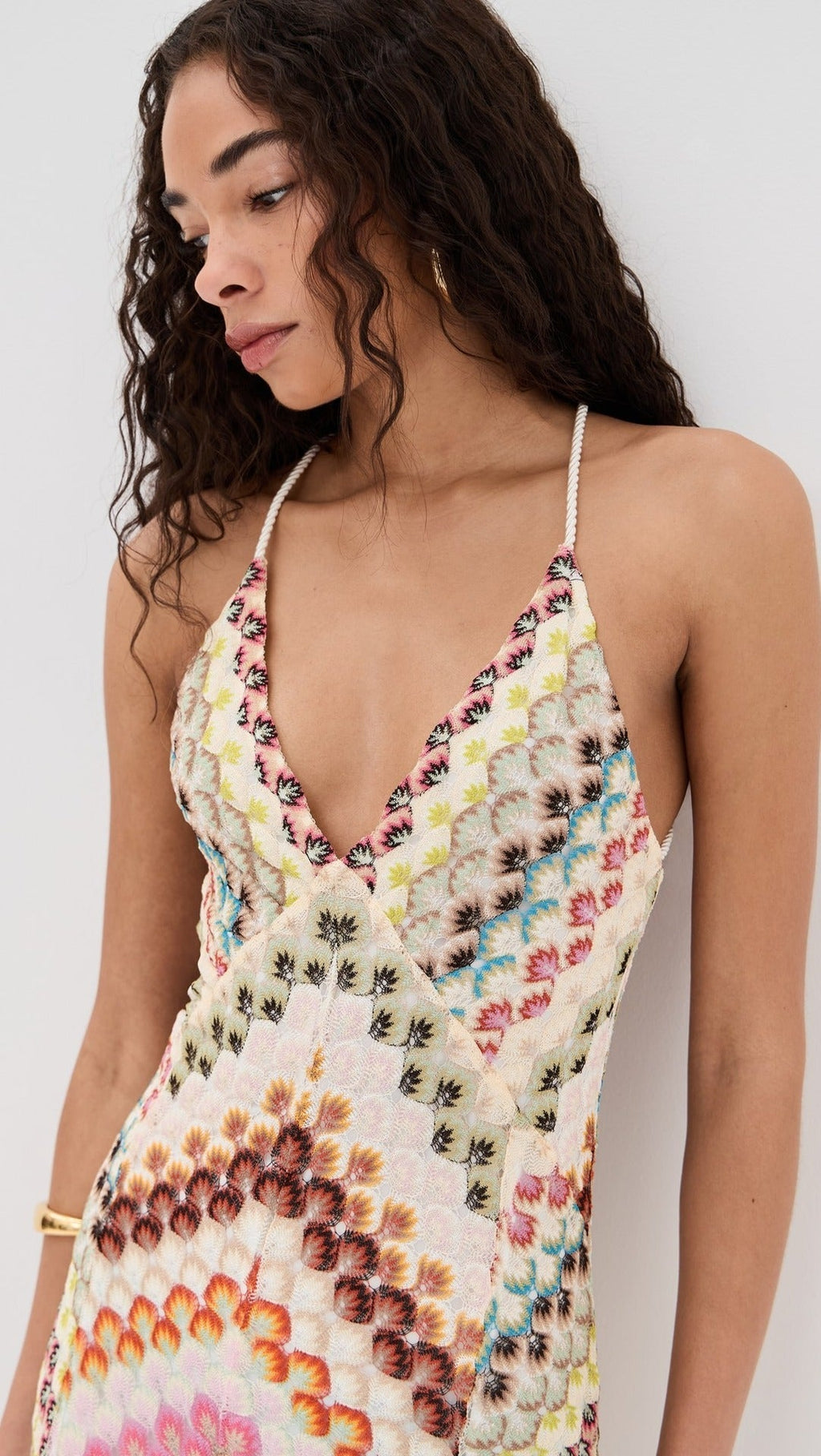 Ida | Damen Häkelkleid Maxi im Boho-Stil mit tiefem V-Ausschnitt für Hochzeitsgäste