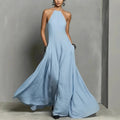 Nora | Damen Halter-Kleid im Leinenmix Maxilänge