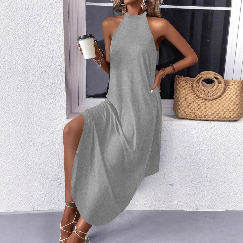 Marie | Damen Halyterkleid Maxi für Freizeit