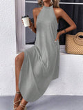 Marie | Damen Halyterkleid Maxi für Freizeit