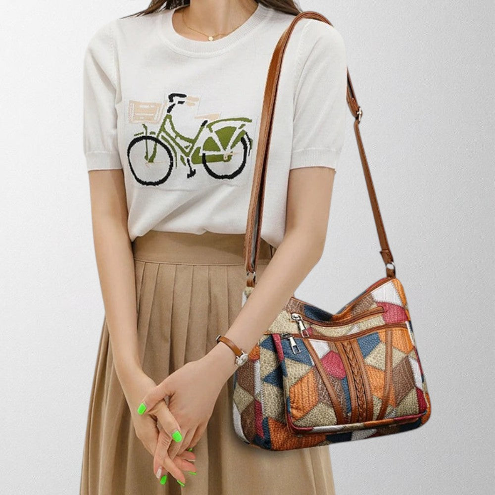 Frieda | Damen Handtasche aus Leder im künstlerischen Design