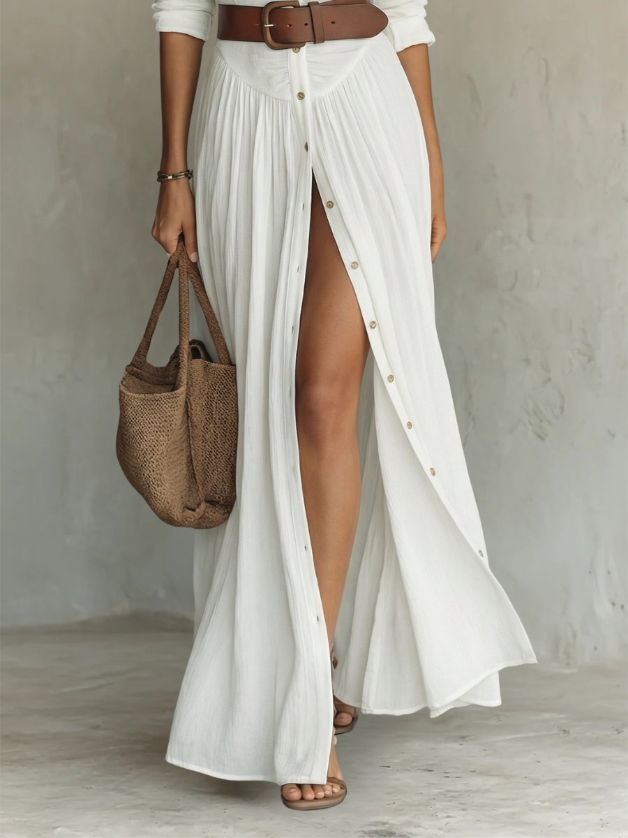 Julia | Damen Hemdkleid in Maxilänge mit Gürteldetail