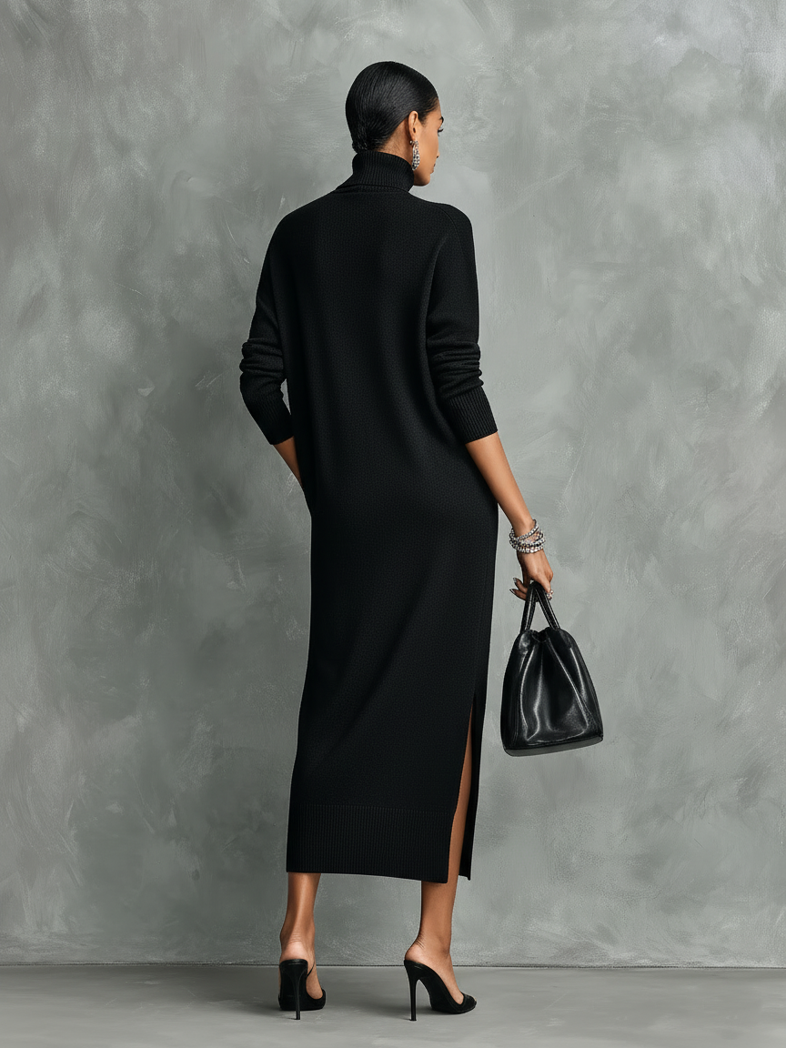 Ida | Damen Herbst Kleid Rollkragen Midi