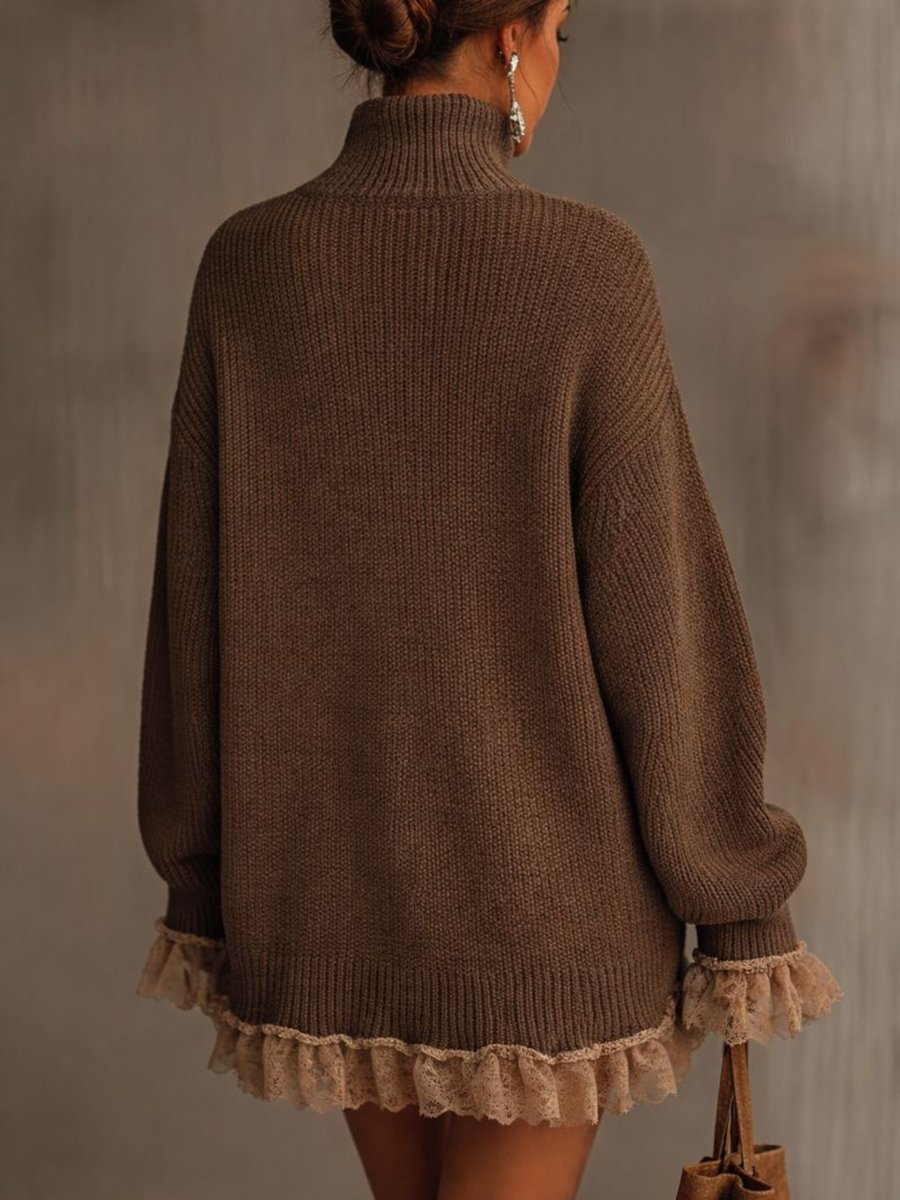 Emma | Damen Herbst-Strickkleid mit Spitzendetails für Hochzeitsgäste