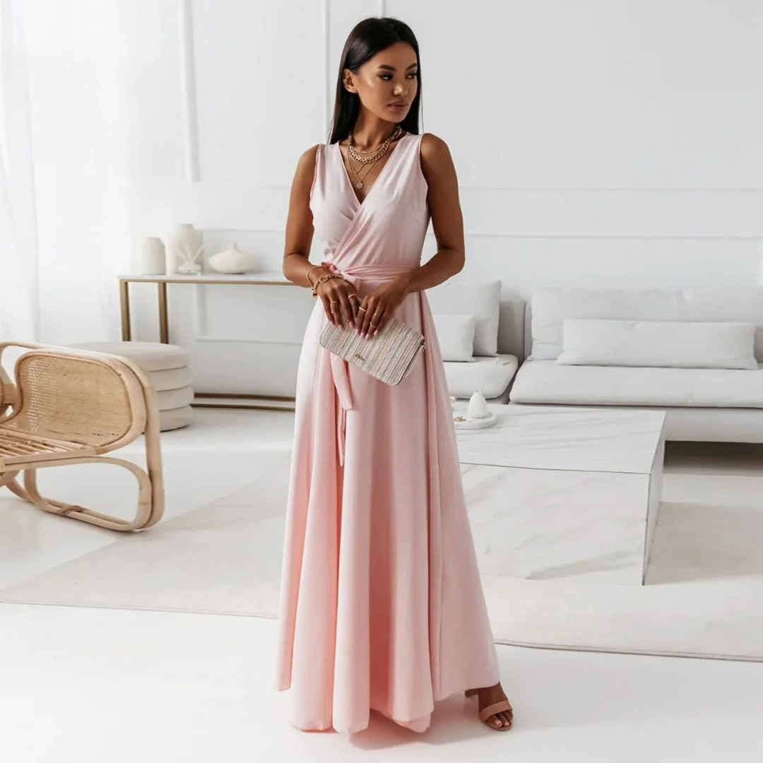 Elena | Damen Herbst Wickel Maxikleid für Hochzeitsgäste