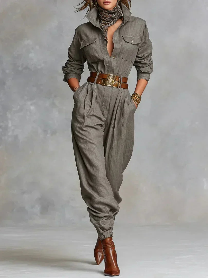 Luisa | Damen Herbstkleid aus Leinen-Baumwolle, Lockerer Schnitt