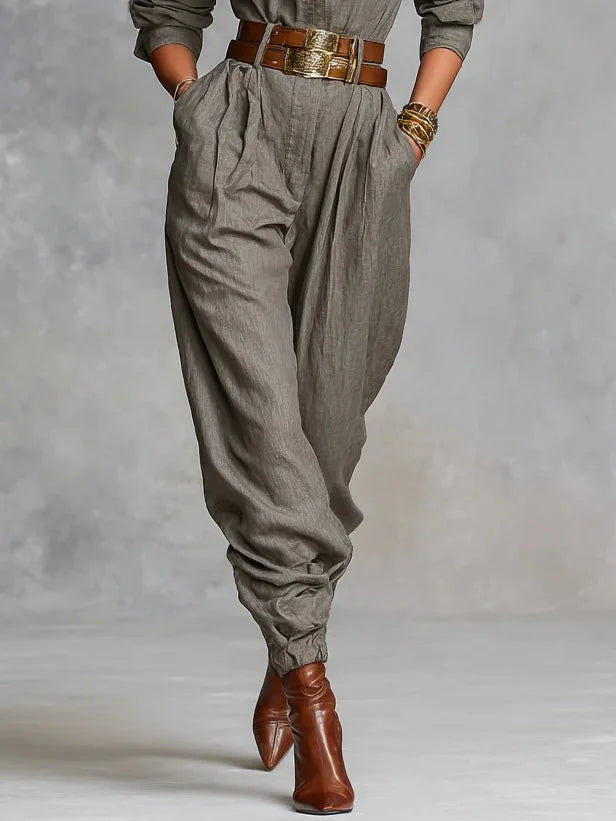 Luisa | Damen Herbstkleid aus Leinen-Baumwolle, Lockerer Schnitt