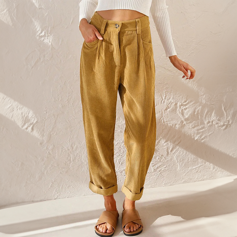 Mia | Damen Hochbund Rippenhosen