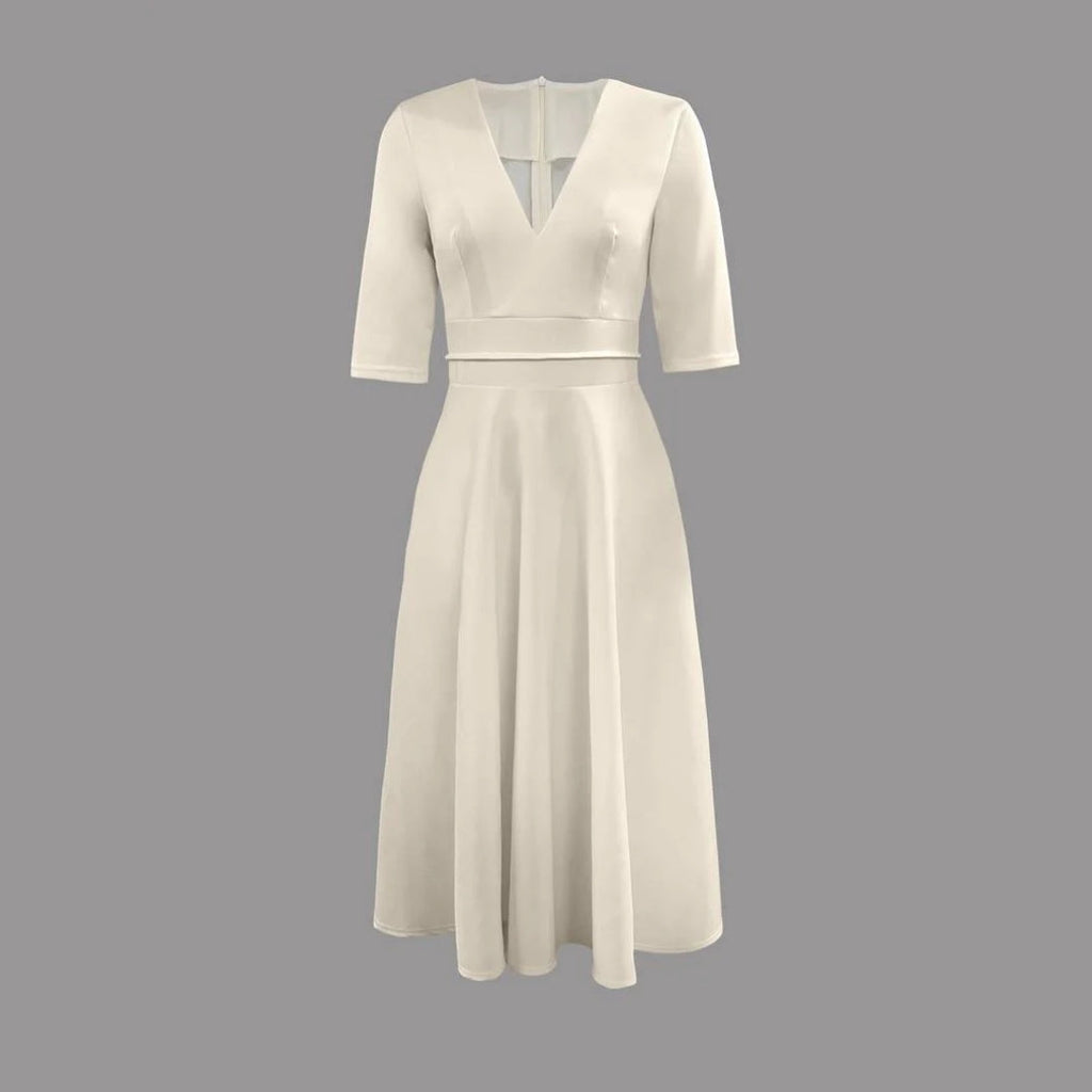 Greta | Damen Hochzeitsgast Elegantes Ausgestelltes Midikleid