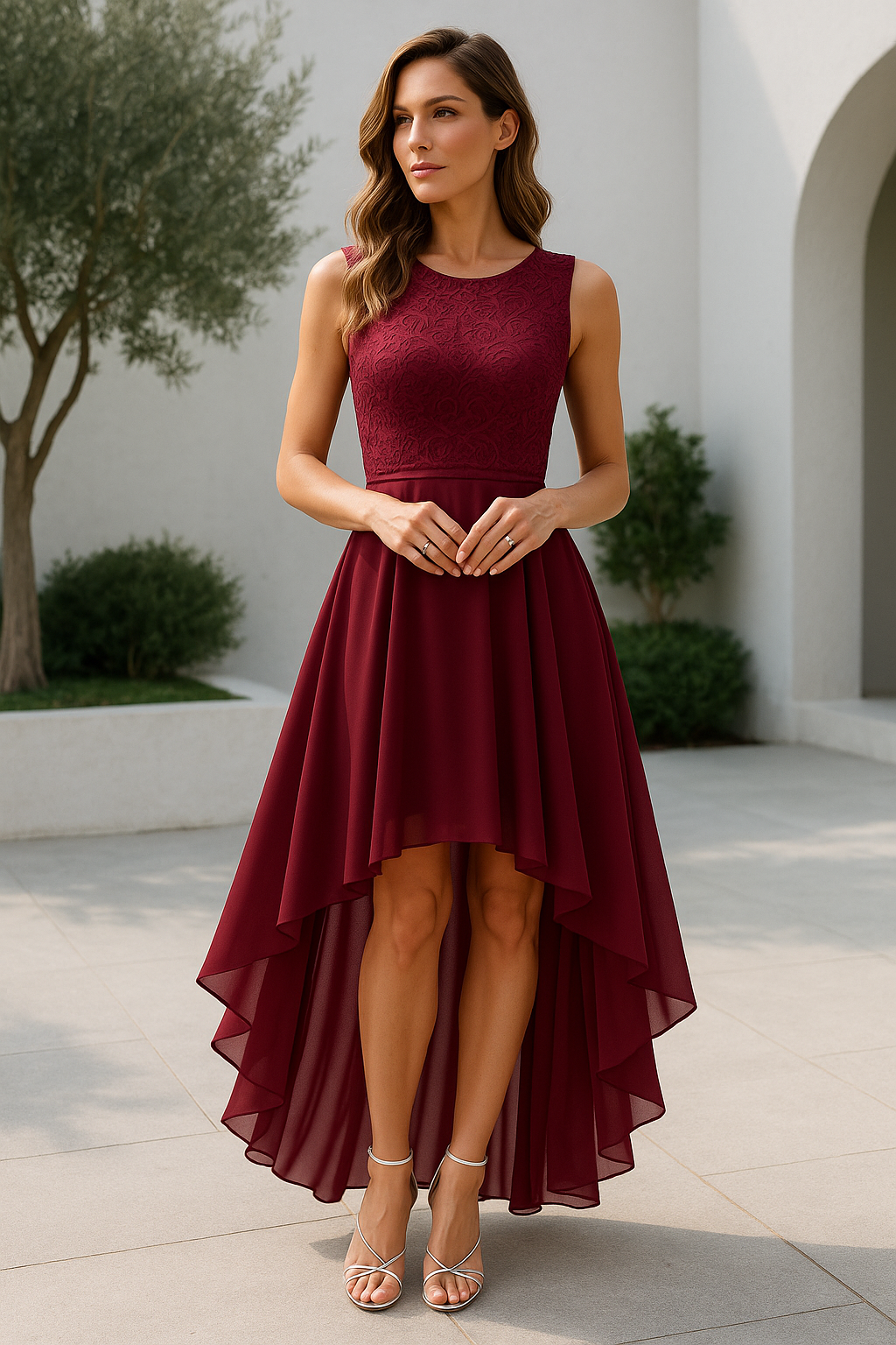 Elena | Damen Hochzeitsgast Elegantes Fließendes Midikleid