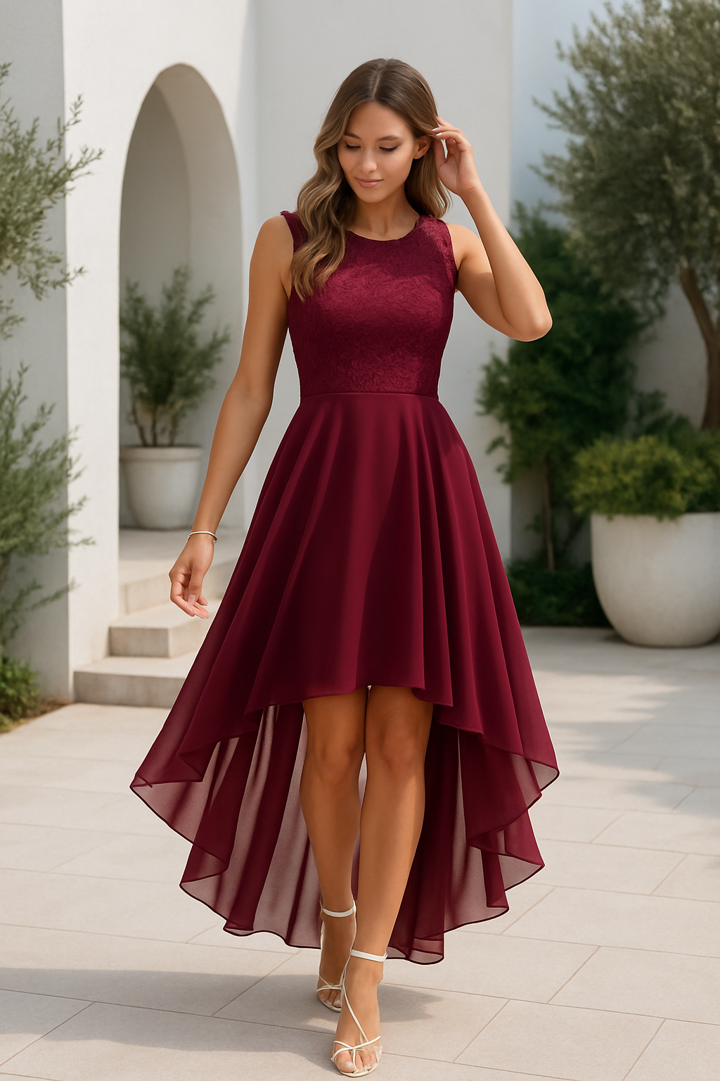 Elena | Damen Hochzeitsgast Elegantes Fließendes Midikleid