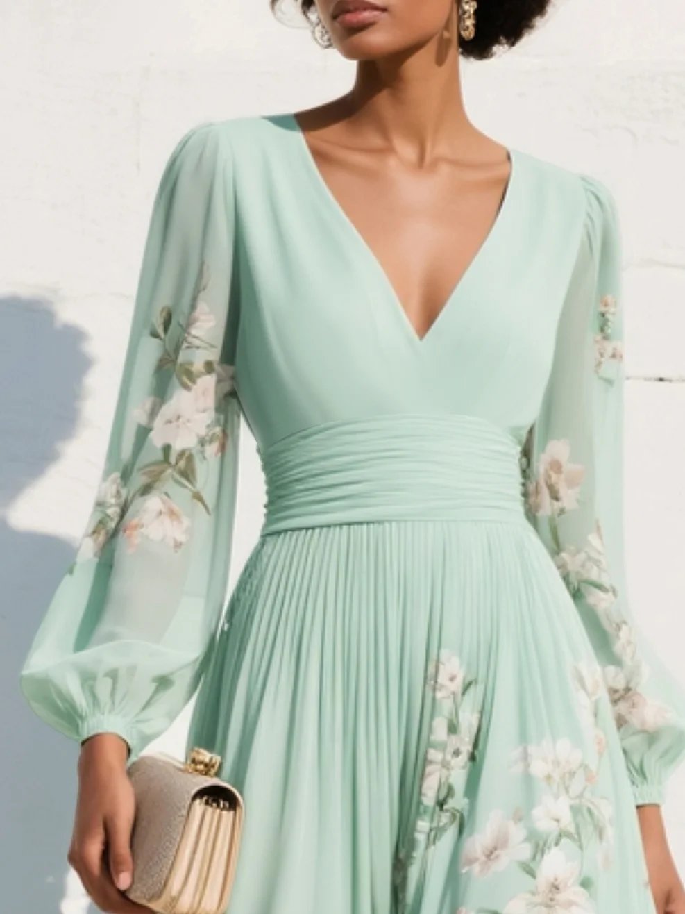Victoria | Damen Hochzeitsgast-Kleid für Herbst im Midi-Chiffon-Stil