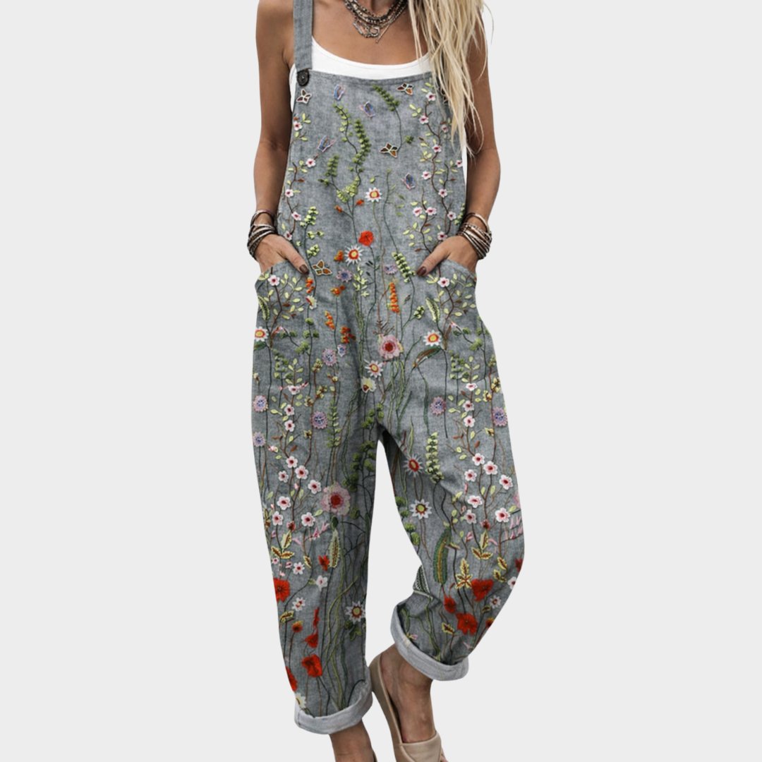 Ida | Damen Jumpsuit Wildblumen Leinen