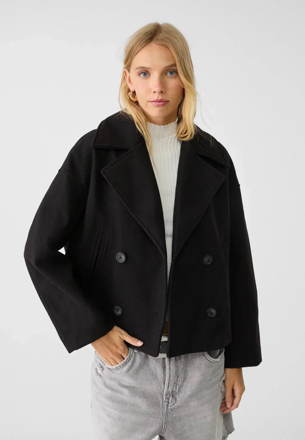 Nina | Damen Klassische Woll-Jacke mit Doppelreiher-Design