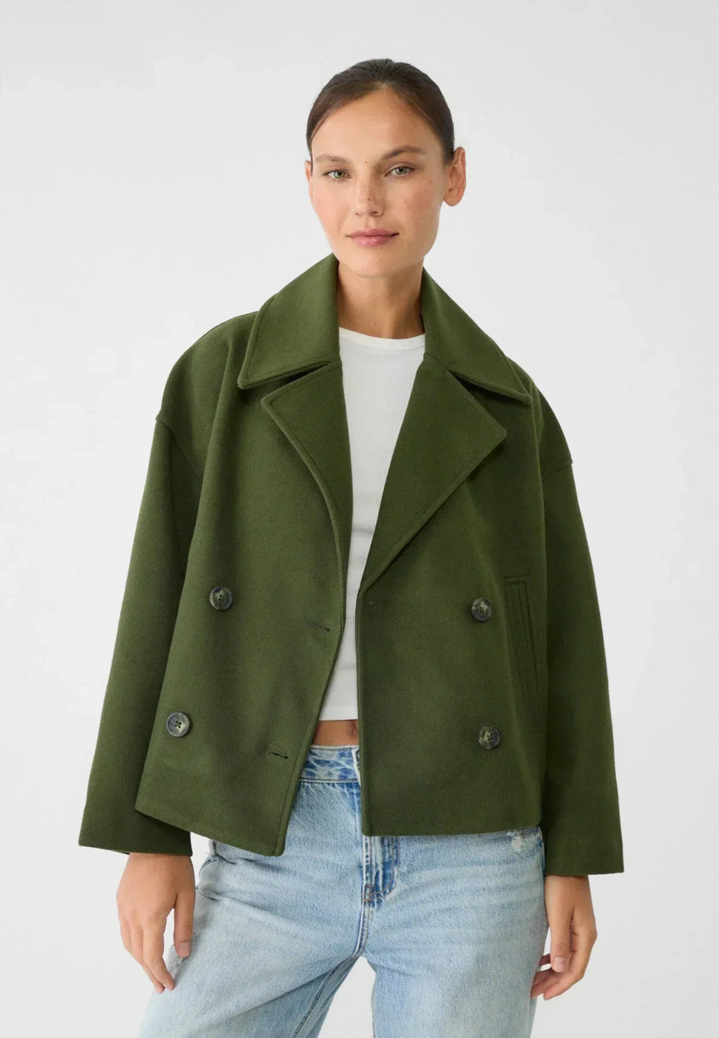 Nina | Damen Klassische Woll-Jacke mit Doppelreiher-Design