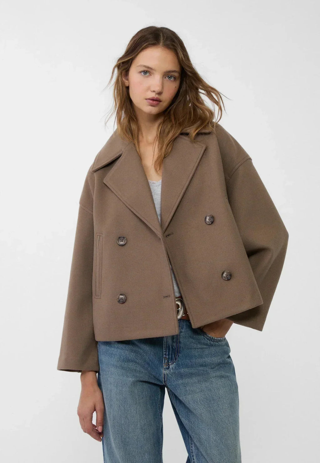Nina | Damen Klassische Woll-Jacke mit Doppelreiher-Design