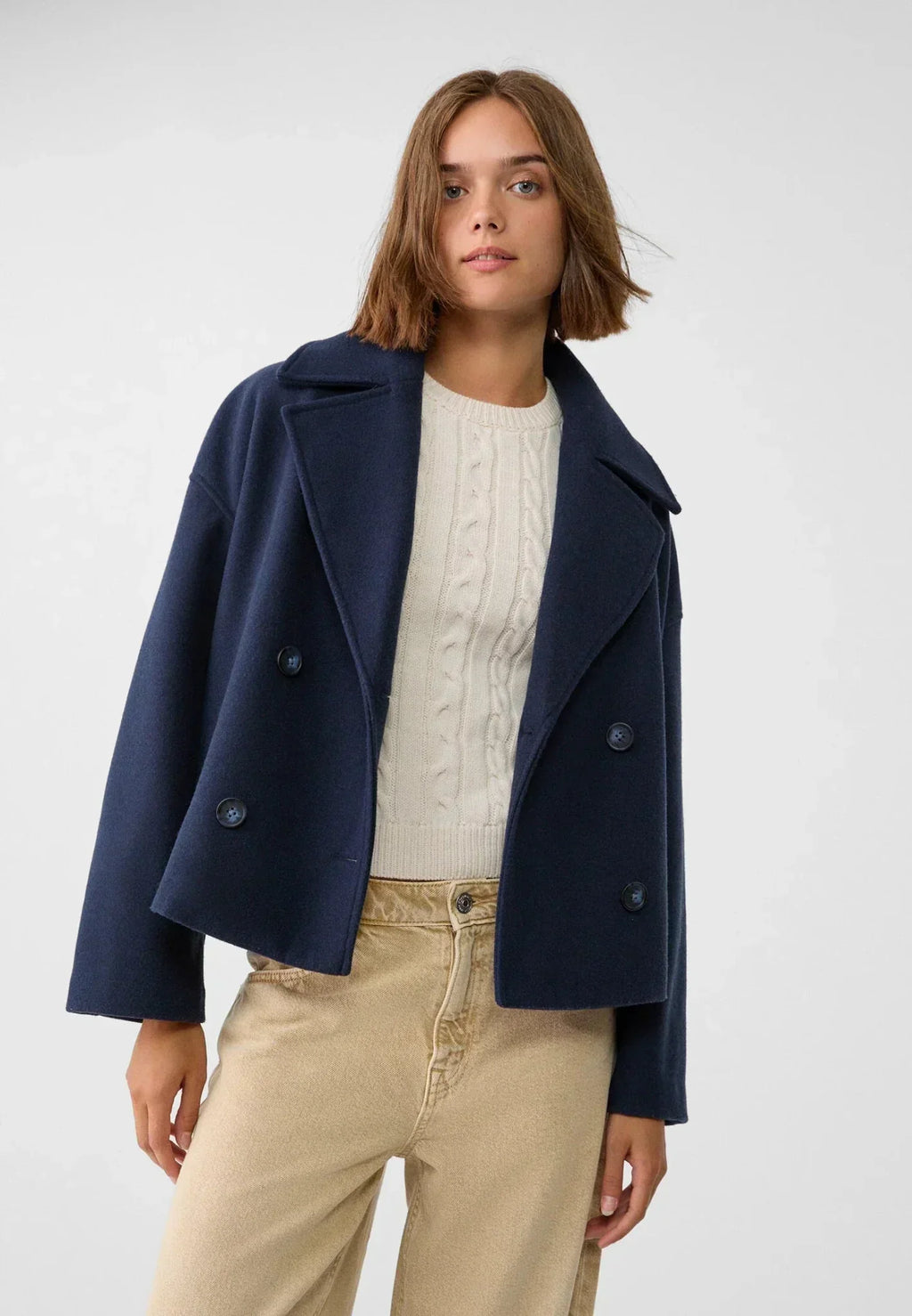 Nina | Damen Klassische Woll-Jacke mit Doppelreiher-Design