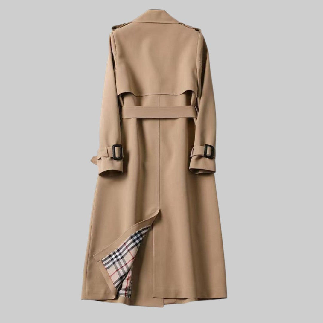 Lara | Damen Klassischer Langer Trenchcoat mit Gürtel