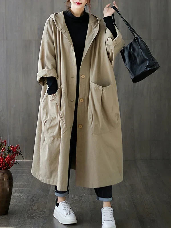 Pauline | Damen Klassischer Langer Wasserdichter Trenchcoat