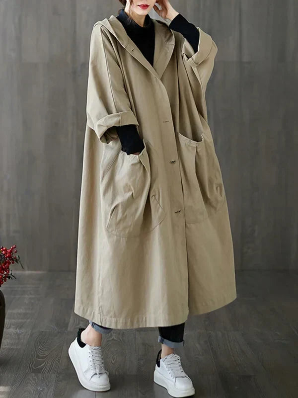 Pauline | Damen Klassischer Langer Wasserdichter Trenchcoat
